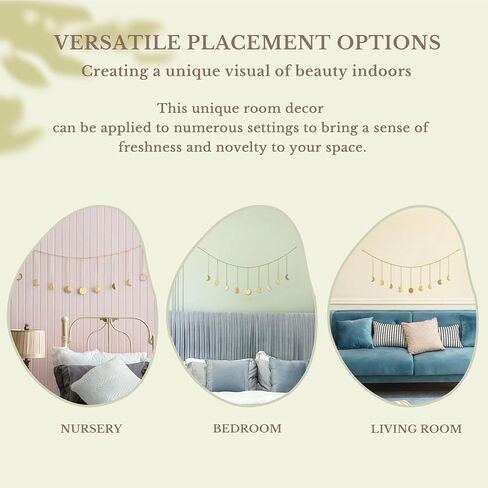 Mkono Moon Phase Wall Hanging Boho Aesthetic Room Decor Metal Moons Garland Hanging Art Bohemian Home Decoration for Girls Room Nursery Bedroom Livingroom Dorm, Ideal Gift, Black, 55" in Kuwait