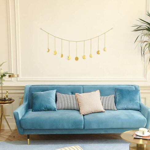 Mkono Moon Phase Wall Hanging Boho Aesthetic Room Decor Metal Moons Garland Hanging Art Bohemian Home Decoration for Girls Room Nursery Bedroom Livingroom Dorm, Ideal Gift, Black, 55" in Kuwait