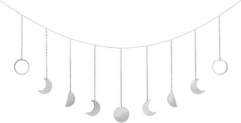Mkono Moon Stage الجدار شنقا Boho الجمالية ديكور الغرفة المعدنية أقمار جارلاند شنقا الفن البوهيمي ديكور المنزل للفتيات غرفة الحضانة غرفة نوم غرفة المعيشة النوم، هدية مثالية، أسود، 55 " in Kuwait