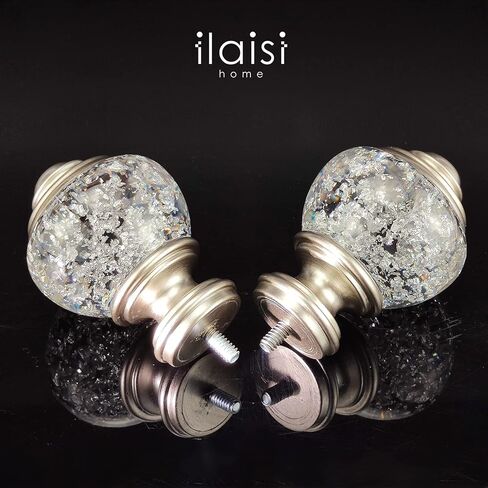 ILAISIHOME ديكور قضيب ستارة نهائيات، بوليريسين دائري ذهبي محبط نهائيات شفافة، مجموعة من 2، متوافقة مع قضيب ستارة قطر 2.54 سم أو 1-1/8 بوصة، زوج نهائي مستقل in Kuwait