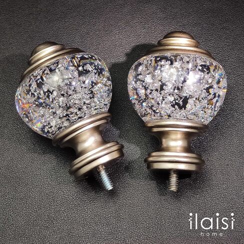ILAISIHOME ديكور قضيب ستارة نهائيات، بوليريسين دائري ذهبي محبط نهائيات شفافة، مجموعة من 2، متوافقة مع قضيب ستارة قطر 2.54 سم أو 1-1/8 بوصة، زوج نهائي مستقل in Kuwait