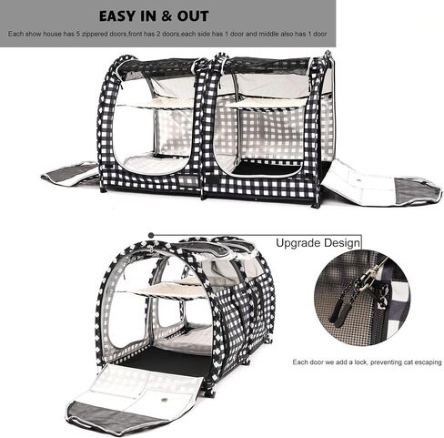 قفص قطط قابل للطي بمقصورة مزدوجة من Porayhut، محمول، سهل الحمل، مع أراجيح، وحصائر، وصندوق فضلات in Kuwait