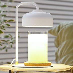 Vktoma Candle Warmer Lamp with Timer, Electric Candle Warmer Lamp for Jar Candles, Home Decor Gift Candle Lamp Warmer with 2 Halogen Bulbs (White)