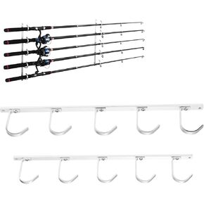 Lucausd Fishing Pole Holders Aluminum Alloy 5-Rod Fishing Rod Rack Organizer Storage for Garage,Wall & Cabin & Basement in Kuwait