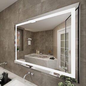 MAIHAUZ 60x40 inch LED Lighted Bathroom Mirror Wall Mounted Mirror Anti-Fog Mirror Brightness Dimmable Makeup Mirror with 3-Color Adjustable Warm/Natural/White Light(Argo 60" WX40 H) in Saudi Arabia