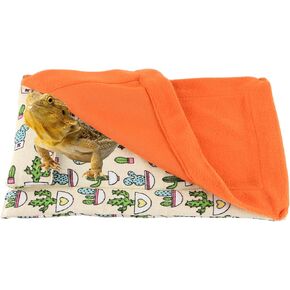 HOSUKKO Bearded Dragon Bed with Pillow Lizard Sleeping Bag Blanket Soft Warm Hideout Terrariums Accessories for Reptile Lizard Bearded Dragon (Blue)
