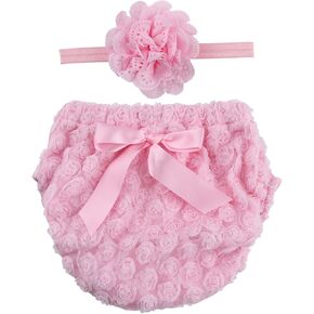 ICObuty Rose Ruffle Bloomer Diaper Cover and A Flower Headband for Baby Girls Toddlers in Kuwait
