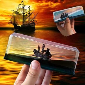 Unsinkable Boat in a Box, Cruise Ship Fluid Drift Bottle, Unsinkable Cruise Ship Toy, Cruise Ship Fluid Drift Model Decoration, Home Decoration Toys Gift. (Black)
