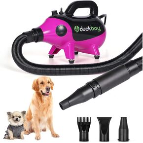 Dog Hair Dryer, DUCKBOY High Velocity Pet Hair Dryer with 3.2HP Adjustable Speed and Temperature (35°C-70°C), Professional Dog Hair Force Dryer Blower for Grooming, Noise Reduction, 3 Nozzle in Kuwait