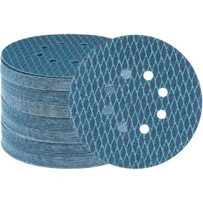 HARFINGTON 70pcs Diamond Shape Sanding Discs 6 Inch 240 Grit Hook and Loop 8 Holes Woodworking Automotive Finishing Discs Sandpaper Pads for Random Disc Sander Orbital Sander