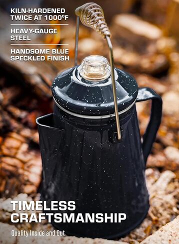 COLETTI Classic Coffee Percolator (Black, 18 Cup) – Camping Coffee Pot, Percolator Coffee Pot – Brew Bold Coffee for the Whole Campsite — XL Enamel Percolator in Kuwait