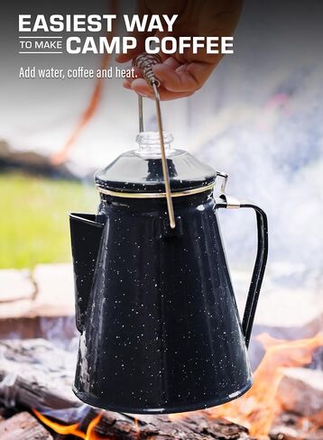COLETTI Classic Coffee Percolator (Black, 18 Cup) – Camping Coffee Pot, Percolator Coffee Pot – Brew Bold Coffee for the Whole Campsite — XL Enamel Percolator in Kuwait