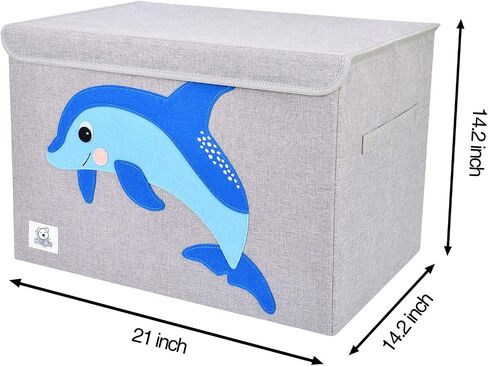 Large Toy Box Storage with Lid, Foldable Fabric Toy Chest Storage for Kids | Toy Organizer Basket, Collapsible Animal Print Storage Bin for Toddlers, Boys and Girls, Playroom, Baby Nursery (Dinosaur) in Saudi Arabia