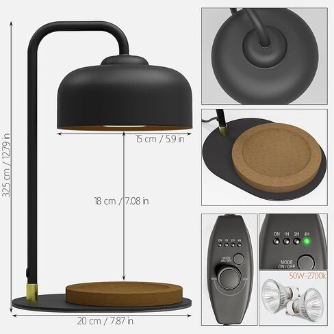 Vktoma Candle Warmer Lamp with Timer, Electric Candle Warmer Lamp for Jar Candles, Home Decor Gift Candle Lamp Warmer with 2 Halogen Bulbs (White) in Kuwait