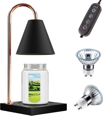 مصباح تسخين الشموع، سخان كهربائي لمصباح الشمعة مع مؤقت، سخان ذوبان الشمع القابل للتعتيم لشموع البرطمان مع لمبتين، مذيب كهربائي للرائحة، ديكور منزلي وهدية للأم in Kuwait