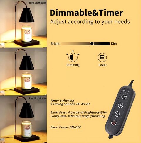 مصباح تسخين الشموع، سخان كهربائي لمصباح الشمعة مع مؤقت، سخان ذوبان الشمع القابل للتعتيم لشموع البرطمان مع لمبتين، مذيب كهربائي للرائحة، ديكور منزلي وهدية للأم in Kuwait