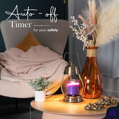 Jimmifer Candle Warmer Lamp - Dimmable Candle Lamp Warmer with Safety Timer for Scented Candles, No-Flame Top Candle Warmer with 2 Bulbs Compatible with Yankee Candle Small and Large Jar Candles in Kuwait