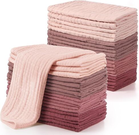 Buryeah Muslin 20 Pcs Burp Cloths Large 20" x 10" 100% Cotton 6 Layers Ultra Absorbent and Soft Hand Washcloths for Baby Drool and Messes Gentle Burp Cloth for Boys & Girls(Dark Colors) in Saudi Arabia