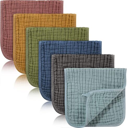 Hicarer 6 Pcs Baby Girl Muslin Burp Cloths Cotton Burping Spit Rags Large 20 x 10 Inch 6 Layers Newborn Soft Essentials Absorbent Multicolor Wash Cloths Diapers for Baby Shower(Pink Series) in Saudi Arabia