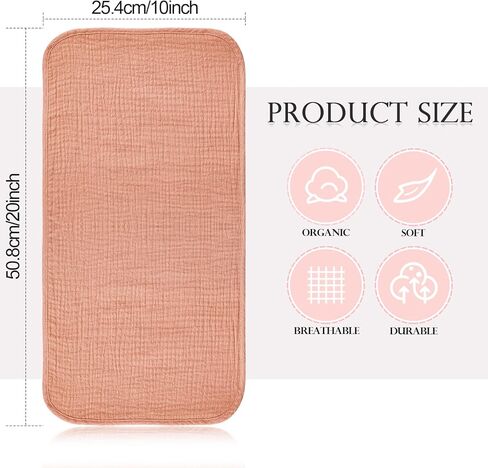 Hicarer 6 قطع كبيرة من قماش الموسلين للتجشؤ مقاس 20 × 10 بوصة، مناشف متعددة الألوان، حفاضات قماش تجشؤ الطفل، 6 طبقات ماصة، مناشف وجه من الموسلين (سلسلة وردية) in Kuwait