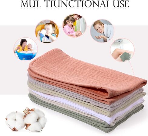 Hicarer 6 قطع كبيرة من قماش الموسلين للتجشؤ مقاس 20 × 10 بوصة، مناشف متعددة الألوان، حفاضات قماش تجشؤ الطفل، 6 طبقات ماصة، مناشف وجه من الموسلين (سلسلة وردية) in Kuwait