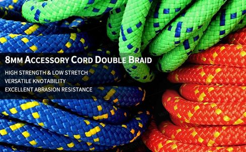 8mm Accessory Cord (5/16in) 10M(32ft) Prusik Cord Short Climbing Nylon Rope UIAA Double Braid Pre Cut Rope High Tensile Strength for Outdoor Rock Climbing, Arborist, Mountaineering, Caving in Saudi Arabia