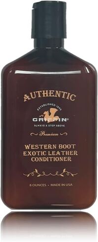 GRIFFIN Western Exotic Leather Conditioner (8 oz.) - Non-Toxic Formula for Cowboy Boots, Snakeskin, Alligator, Crocodile, Leather Apparel and More! - Made in The USA Brown in Saudi Arabia