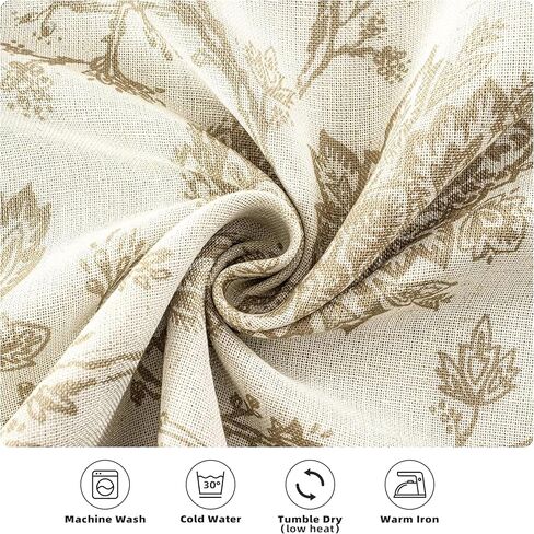 DriftAway Freda Jacobean Floral Linen Blend Room Darkening Thermal Insulated Linen Curtains Energy Saving Tie Up Adjustable Balloon Rod Pocket Curtain 45 Inch by 63 Inch Red Beige in Kuwait