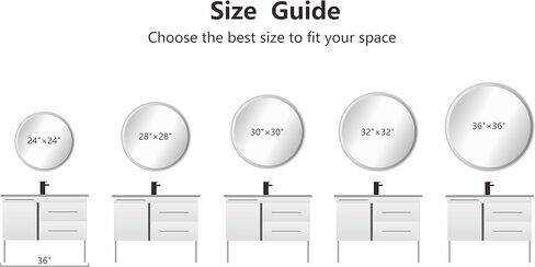 مرآة تيتانيوم مستديرة مقاس 30 بوصة من B&C، إطار من الألومنيوم باللون الرمادي الداكن مقاس 1-9/16 بوصة، مرآة مكياج دائرية للجدار، مرآة دائرية للحمام/المدخل/غرفة النوم/غرفة المعيشة/غرفة الغرور in Kuwait