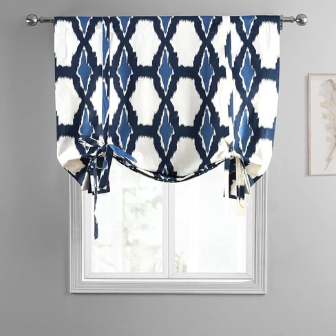 HPD Half Price Drapes Room Darkening Tie Up Curtains 46 X 63 Inch Mecca Printed Cotton Window Roll Up Balloon Curtain for Living Room, Kitchen PRTW-TUD23C-63 (1 Panel),Mecca Gold in Kuwait