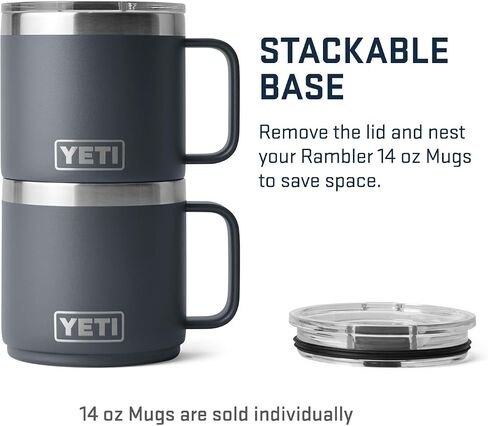 YETI Rambler 14 oz Stackable Mug, Vacuum Insulated, Stainless Steel with MagSlider Lid, Charcoal in Saudi Arabia