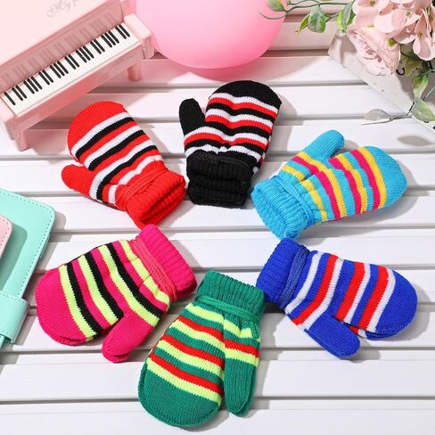 Suhine 60 Pairs Kids Gloves Bulk 6 Styles Kids Mittens Toddler Winter Knitted Gloves for Boys Girls in Saudi Arabia