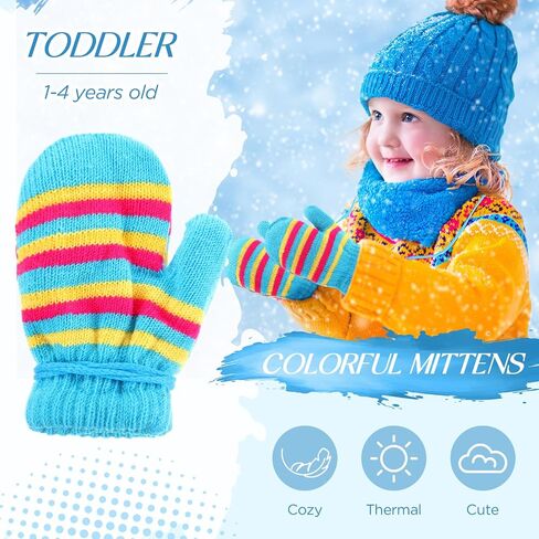 Suhine 60 Pairs Kids Gloves Bulk 6 Styles Kids Mittens Toddler Winter Knitted Gloves for Boys Girls in Saudi Arabia