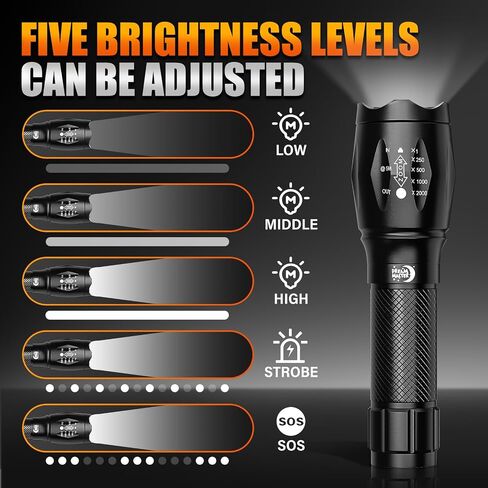 Dream Master 2 Pack LED Flashlights High Lumens مع 6 بطاريات AAA، 5 أوضاع مصباح يدوي تكتيكي صغير مقاوم للماء للتخييم والمشي لمسافات طويلة، هدايا للرجال لعيد الميلاد، هدايا للرجال الأب in Kuwait