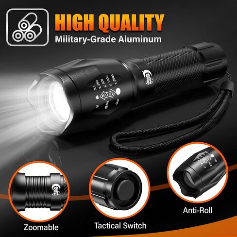 Dream Master 2 Pack LED Flashlights High Lumens مع 6 بطاريات AAA، 5 أوضاع مصباح يدوي تكتيكي صغير مقاوم للماء للتخييم والمشي لمسافات طويلة، هدايا للرجال لعيد الميلاد، هدايا للرجال الأب in Kuwait