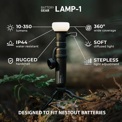 ELECOM NESTOUT Outdoor Camping LED Panel Flashlight w/ Mini Tripod, Dimmable USB Powered LED Light, IP44 Water Dust Resistant, 30-1000 Lumen, Portable Lantern for NESTOUT Power Bank, Black (Flash-1) in Saudi Arabia