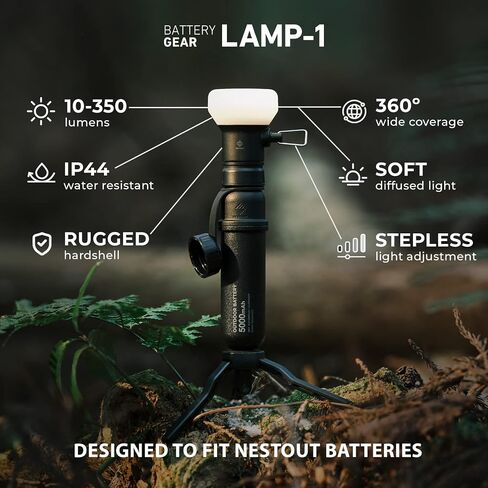 ELECOM NESTOUT Outdoor Camping LED Panel Flashlight w/ Mini Tripod, Dimmable USB Powered LED Light, IP44 Water Dust Resistant, 30-1000 Lumen, Portable Lantern for NESTOUT Power Bank, Black (Flash-1) in Saudi Arabia