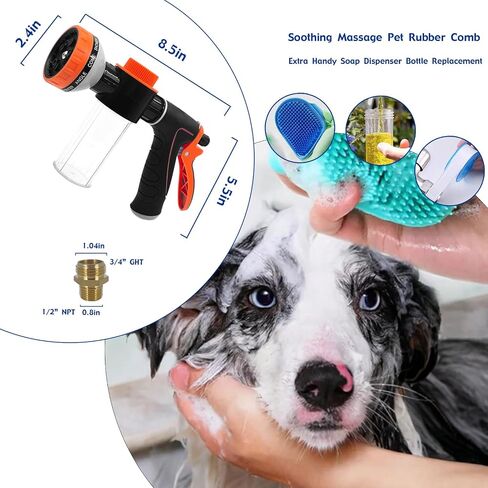 Dog Shower Attachment Water Hose Nozzle Sprayer with 3/4" GHT Male x 1/2" NPT Male Connector Kit in Saudi Arabia
