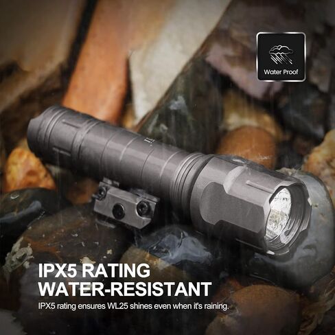 Feyachi Rifle Light 1200LM 22500Candela WL25 Tactical AR Flashlight LED Outdoor Light with Pressure Switch & Picatinny Rail Mount, 3 Modes - High/Low/Strobe (Mlok-Black) in Saudi Arabia