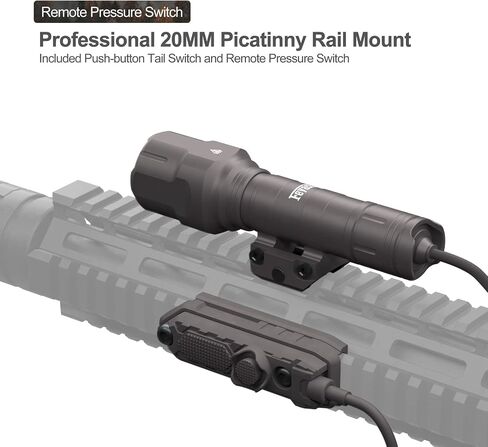 Feyachi Rifle Light 1200LM 22500Candela WL25 Tactical AR Flashlight LED Outdoor Light with Pressure Switch & Picatinny Rail Mount, 3 Modes - High/Low/Strobe (Mlok-Black) in Saudi Arabia
