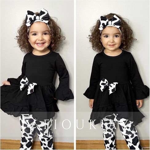Fioukiay الوليد طفلة ملابس الرضع فتاة Highlow كشكش وتتسابق Bowknot قمة صلب و الأزهار بانت 3 قطعة مجموعة ملابس in Kuwait