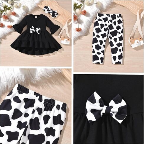 Fioukiay الوليد طفلة ملابس الرضع فتاة Highlow كشكش وتتسابق Bowknot قمة صلب و الأزهار بانت 3 قطعة مجموعة ملابس in Kuwait