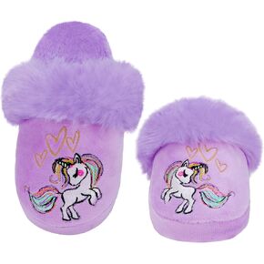 MEJORMEN Girls Fluffy House Slippers Faux Fur Slip-on House Shoes No-Slip Memory Foam Slippers Cozy Warm Plush Bedroom Slippers for Toddler Kid in Kuwait