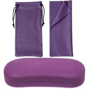 Noble Hard Shell Glasses Case - Protective Eyeglass Case for Glasses with Microfiber Cleaning Cloth and Pouch