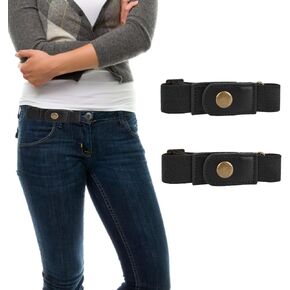 Lusofie 2pcs No Buckle Belt Women，Belt Elastic Comfortable Invisible Belt for Jeans