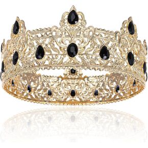 Gold King Crowns for Men, Royal Crown with Champagne Rhinestone, Birthday Crown for Men, Wedding Cosplay Homecoming Prom Party Decorations Crown, Perfect Gifts for Men in Saudi Arabia