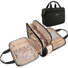 BAGSMART Toiletry Bag for Women, Large Toiletry Bag Water-resistant Makeup Cosmetic Organizer Bag Door Room Essentials for Accessories, Shampoo, Full Sized Container, Toiletries (Medium, Black) in Saudi Arabia
