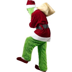 SHEJIZE عيد الميلاد زي الوحش الأخضر بدلة سانتا للبالغين زي سانتا زي سانتا مع قناع in Kuwait