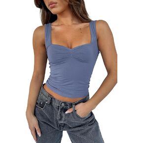 TiulZial Women's Sleeveless Backless Crop Tank Top Sexy Pleated Bustier Sweetheart Neck Strappy Y2K Cami Cropped Tops in Kuwait
