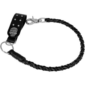 Genuine Leather Braided Pants Keychain, Biker Wallet Chain with Keyring, Motorcycle 22'' Punk Jeans Chain
